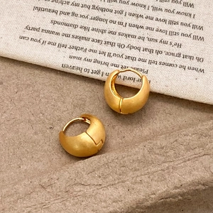 French style matte gold chunky hoop earrings with a brushed metallic texture for women
