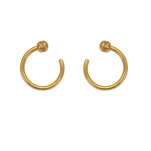 Elegant rose gold horseshoe C-shape earrings featuring micro-pave white zircon stones