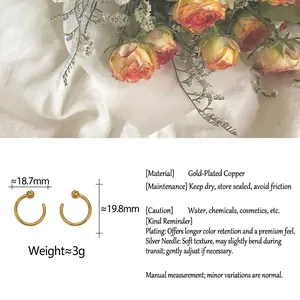 Fashionable rose gold horseshoe C-shaped hoop earrings with micro diamonds for women