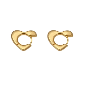 Elegante goldene Herz-Ohrringe mit minimalistischem, unregelmäßigem, fließendem Design