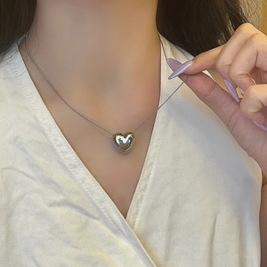 Heart Pendant Necklace Minimalist Copper Gold Plated Snake Chain Mirror Polished Adjustable Jewelry For Women
