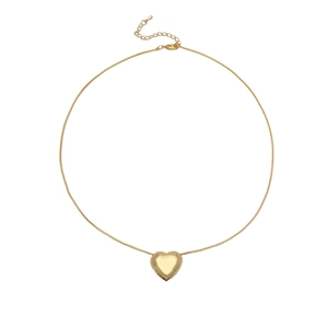 Golden heart pendant necklace with sleek snake chain on a clean white background