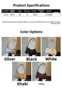 Size guide for large capacity PU leather shoulder bags in five classic business colors