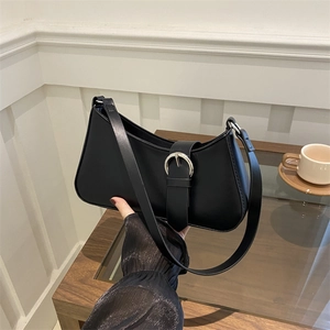 Borsa Sottobraccio in Pelle PU da Donna Borsa a Spalla Baguette Francese Con Fibbia in Metallo Argento Borsa Moda Casual