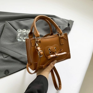 Borsa a Tracolla Quadrata in Pelle PU da Donna Moda Fiocco Cuore Borsa a Mano Per Pendolarismo Quotidiano Appuntamenti