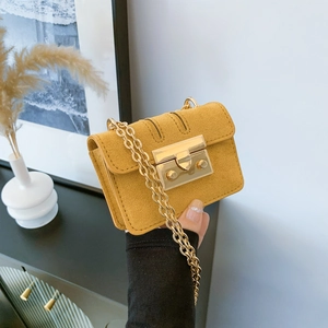 Women Fashion Mini Suede Texture PU Leather Chain Crossbody Bag Urban Minimalist Korean Style Shoulder Bag For Daily Commute