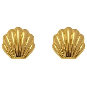 Eleganti orecchini a lobo a conchiglia in rame placcato oro 18K con trame fini
