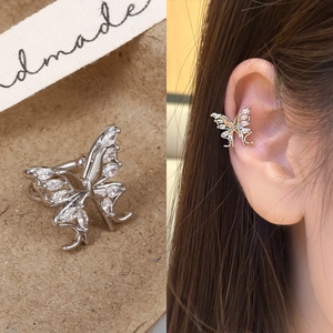 Butterfly Ear Cuffs Alloy Marquise Zircon Non Pierced Fairy Elegant Clip On Wrap Around Earrings For Women