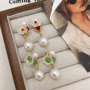 Orecchini A Fiore Di Camelia Con Künstliche Perle E Perno In Argento Sterling 925 Gioielli Vintage Eleganti Per Donna