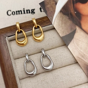 Organic Irregular Hoop Earrings Copper 18K Gold Plated Minimalist Commute Style Geometric Jewelry For Women