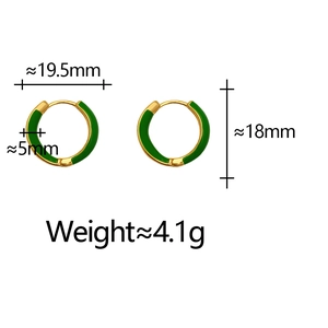 Detailed size specifications for 19.5mm avocado green enamel gold-plated hoop earrings