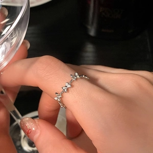 Elegant Butterfly Open Adjustable Ring Copper Zircon Twisted Rope Band Minimalist Fashion Jewelry For Women