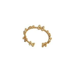 Elegant gold butterfly ring with zircon pave stones and twisted adjustable band style