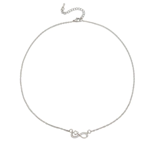 Collier avec pendentif cœur infini en argent avec pierres en zircon et chaîne en O