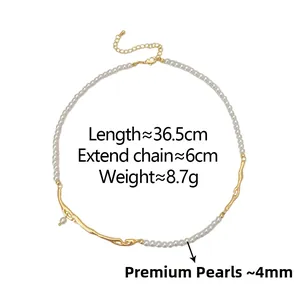 Detailed specs of branch pearl necklace with 36.5cm length and 6cm extension chain