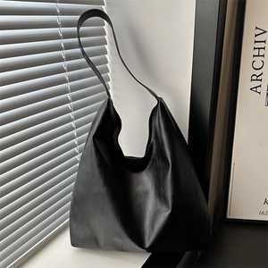 Large Capacity Solid Color PU Leather Tote Bag Women Minimalist Commuter Shoulder Bag Trendy Urban Casual Handbag