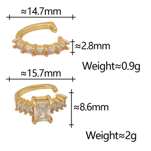 Spécifications détaillées des boucles d'oreilles en zircon doré avec dimensions