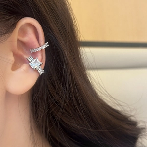 Lot de bagues d'oreilles en argent et zircon avec cristaux pour oreilles non percées