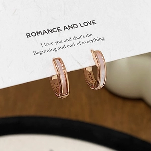 Boucles d'oreilles créoles en argent S925 rose doré avec incrustation de nacre rose