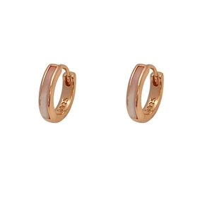 Créoles en or rose avec incrustation de nacre et poinçon en argent sterling S925