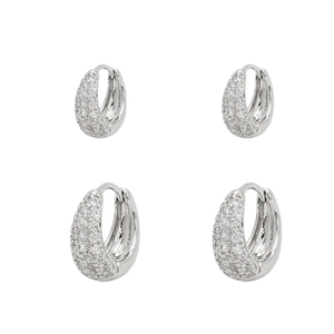 Luxury sparkling zircon hoop earrings in silver plating for a minimalist elegant style