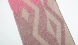 Detailed knit texture and geometric jacquard pattern of the thick winter shawl