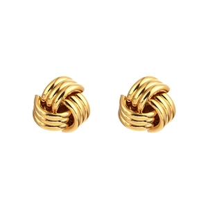 Elegant gold knotted stud earrings with geometric twisted metal design for women