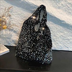 Sequin Tote Bag Large Capacity Sparkly Shoulder Handbag For Women Chic Party Fashion Handbag With Small Pouch