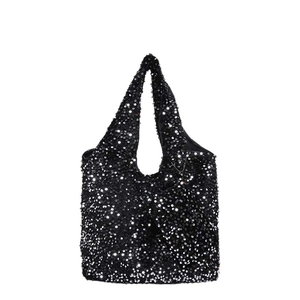 Sparkly black sequin hobo bag for evening parties and elegant daily wear