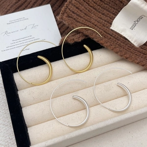 Minimalist Matte Copper Hoop Earrings Large Spiral Geometric Design INS Style For Women