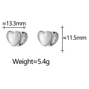 Minimalist heart-shaped cat eye stone earrings with precise size and weight dimensions