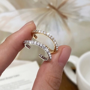 Boucles d'oreilles manchettes en zircon brillant plaquées or et argent élégantes