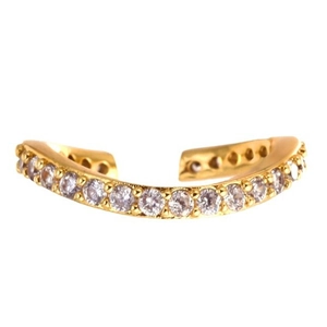 Boucle d'oreille cuff plaquée or ornée de zircons brillants au style coréen