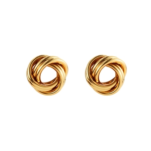 Polished gold knot hoop earrings featuring a minimalist twisted rope design for women