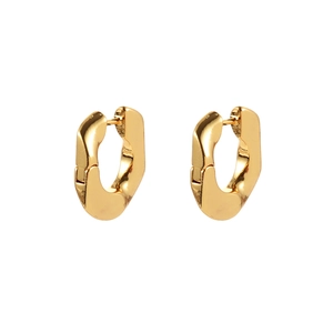 Minimalist gold U-shaped hoop earrings with a polished mirror finish for women