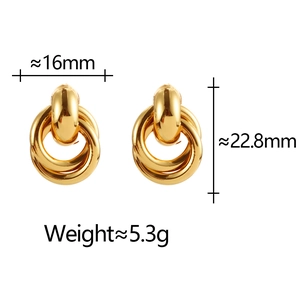 Modern triple layer geometric gold metal hoop earrings for women in minimalist style