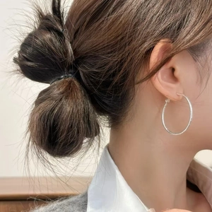 Textured Starlight Hoop Earrings High Polished Copper Jewelry With Silver Earring Post For Women Minimalist Fashion