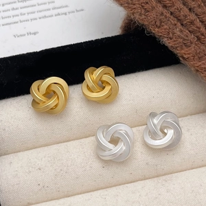 Matte Gold Twist Knot Stud Earrings With 925 Sterling Silver Earring Post French Minimalist Elegant Jewelry For Women