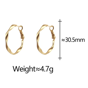Detailed view of twisted geometric hoop earrings with 30.5mm height and 4.7g weight