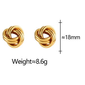 Minimalist gold twisted rope hoop earrings with 18mm diameter and lightweight design