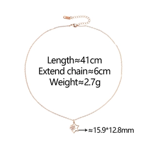 Detailed specs of rose gold star necklace with dimensions weight and chain length