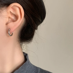 Minimalist S925 sterling silver hoop earrings with pave cubic zirconia for women