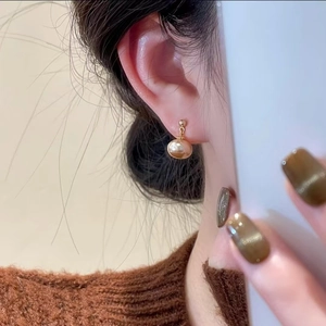 Champagne Gold Artificial Pearl Tassel Drop Earrings With 925 Sterling Silver Earring Post Elegant Minimalist Jewelry For Women