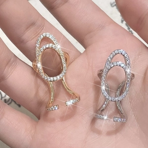 Micro Pave Zircon Hollow Nail Ring Copper Gold Plated Adjustable Fingertip Ring Geometric Luxury Fashion Jewelry Women