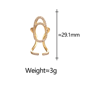 Detail showing the dimensions and weight of this gold hollow micro-pave zircon nail ring
