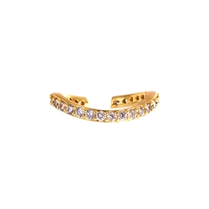 Bague d'oreille minimaliste dorée ornée d'une rangée scintillante de zircons blancs pavés