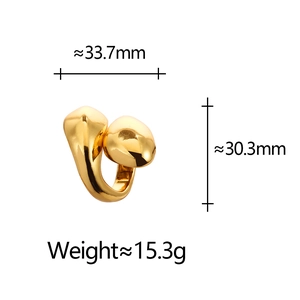 Detailed technical diagram of thick 18K gold plated geometric hoop earrings with dimensions