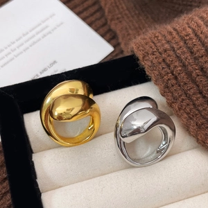 Geometric Open Ring 18K Gold Plated Copper Organic Fluid Liquid Metal Minimalist Jewelry For Women