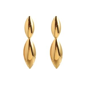 Elegant gold teardrop earrings with a minimalist petal design and polished mirror finish