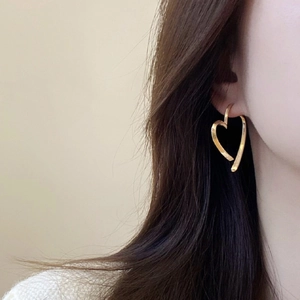 Versatile Hollow Heart Shaped Earrings Copper Real Gold Plated Geometric Elegant Jewelry For Women With Copper Earring Post